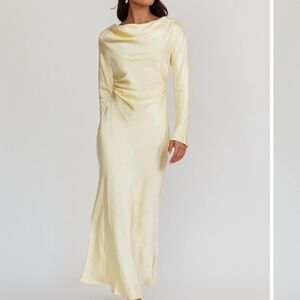 Loveland Cowl Back Midi Dress Butter Color - Selfie Leslie